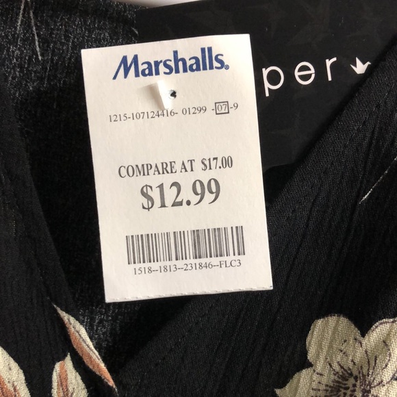 Black XS flowered faux wrap Paper Crane blouse sweetheart peasant top - Picture 4 of 12